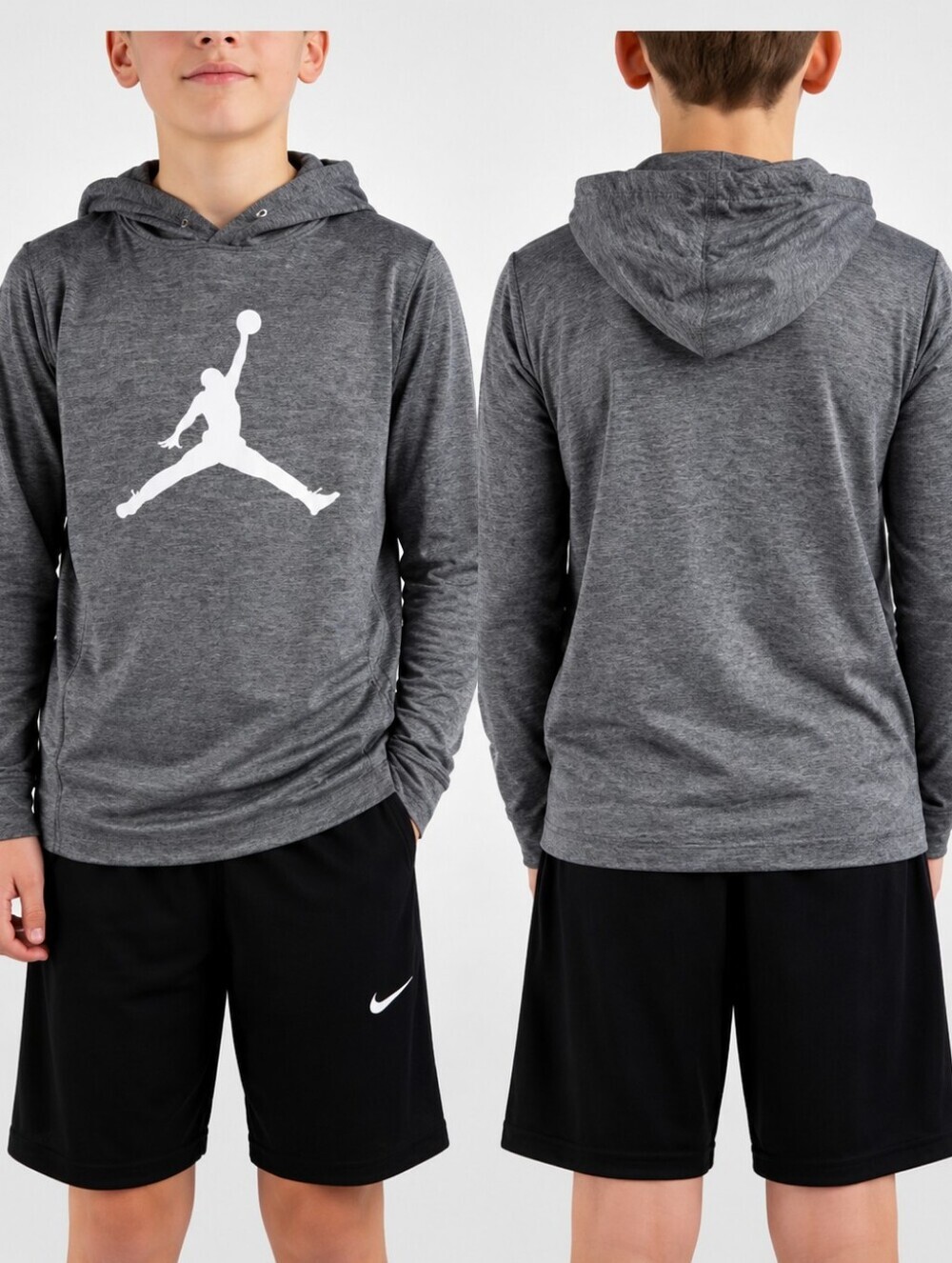 Jordan Dri Fit Hoodie Youth L Grey Jumpman Athletic